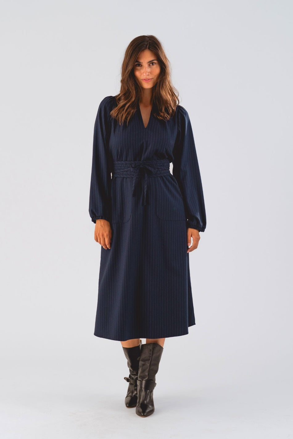 ParisLL Midi Dress LS 27 Dark Navy - 90072-3014