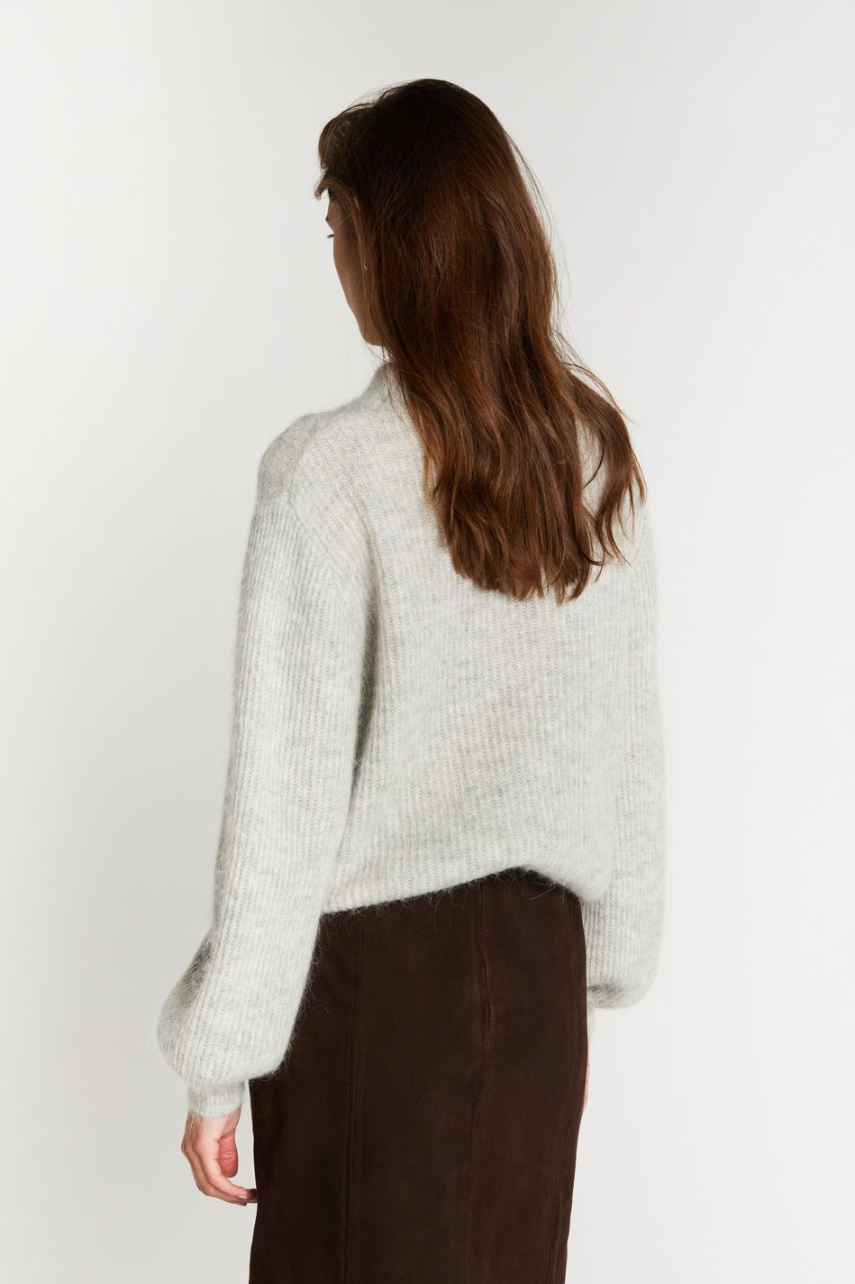FluffyBBAmandra knit Light Grey Melange - BBW5076