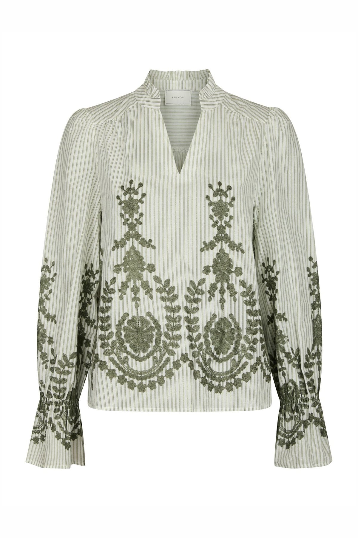 Amara Stripe Emb Blouse DUSTY GREEN - 163363