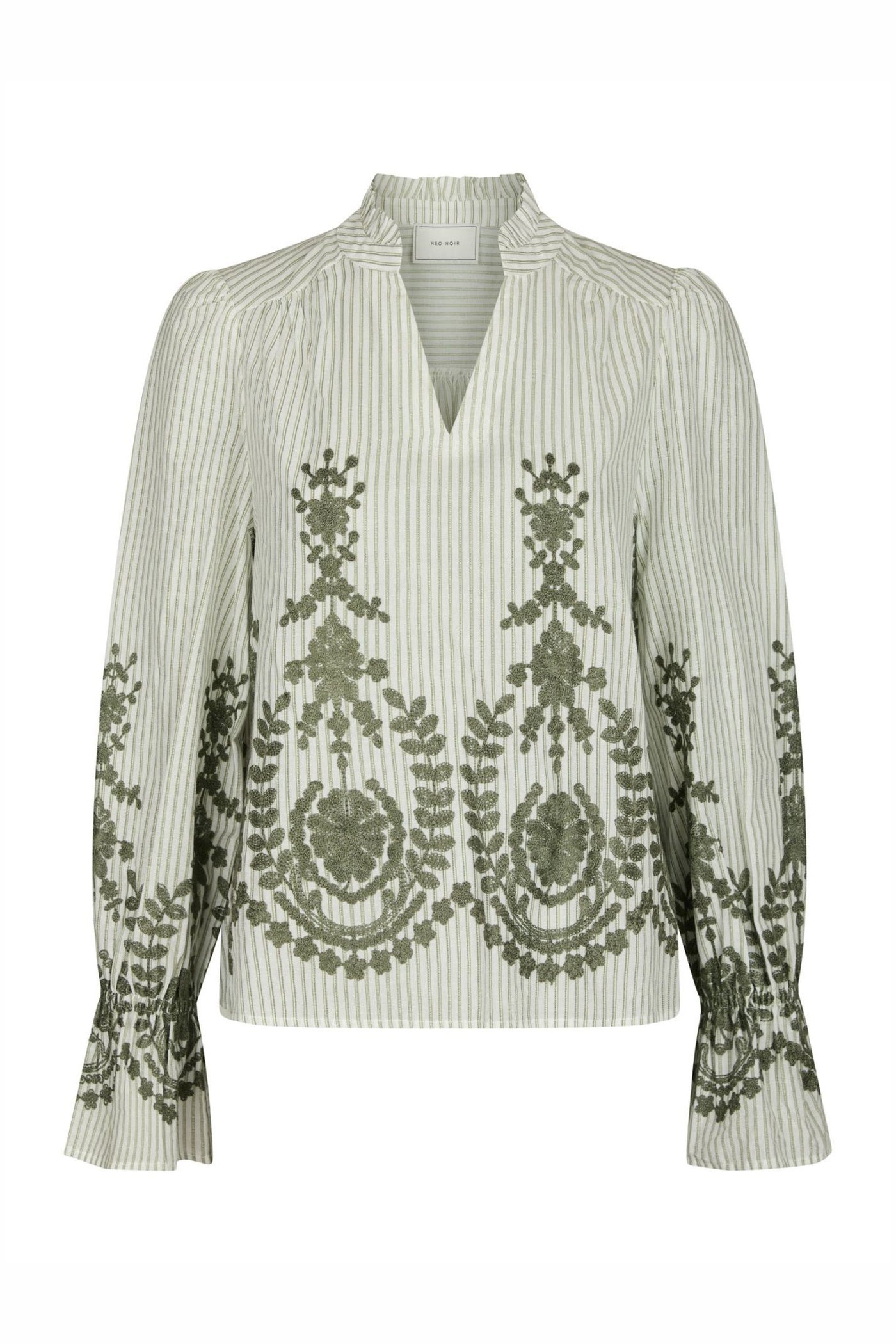Amara Stripe Emb Blouse DUSTY GREEN - 163363