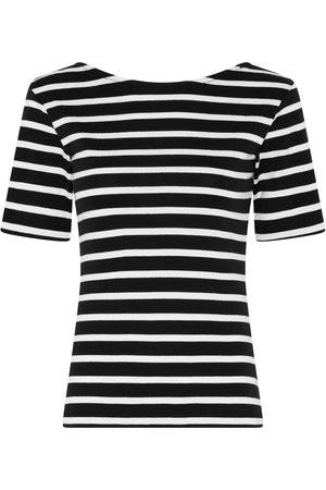 IguanuraBBBoat neck blouse Black / Creme stripe - BBW5042