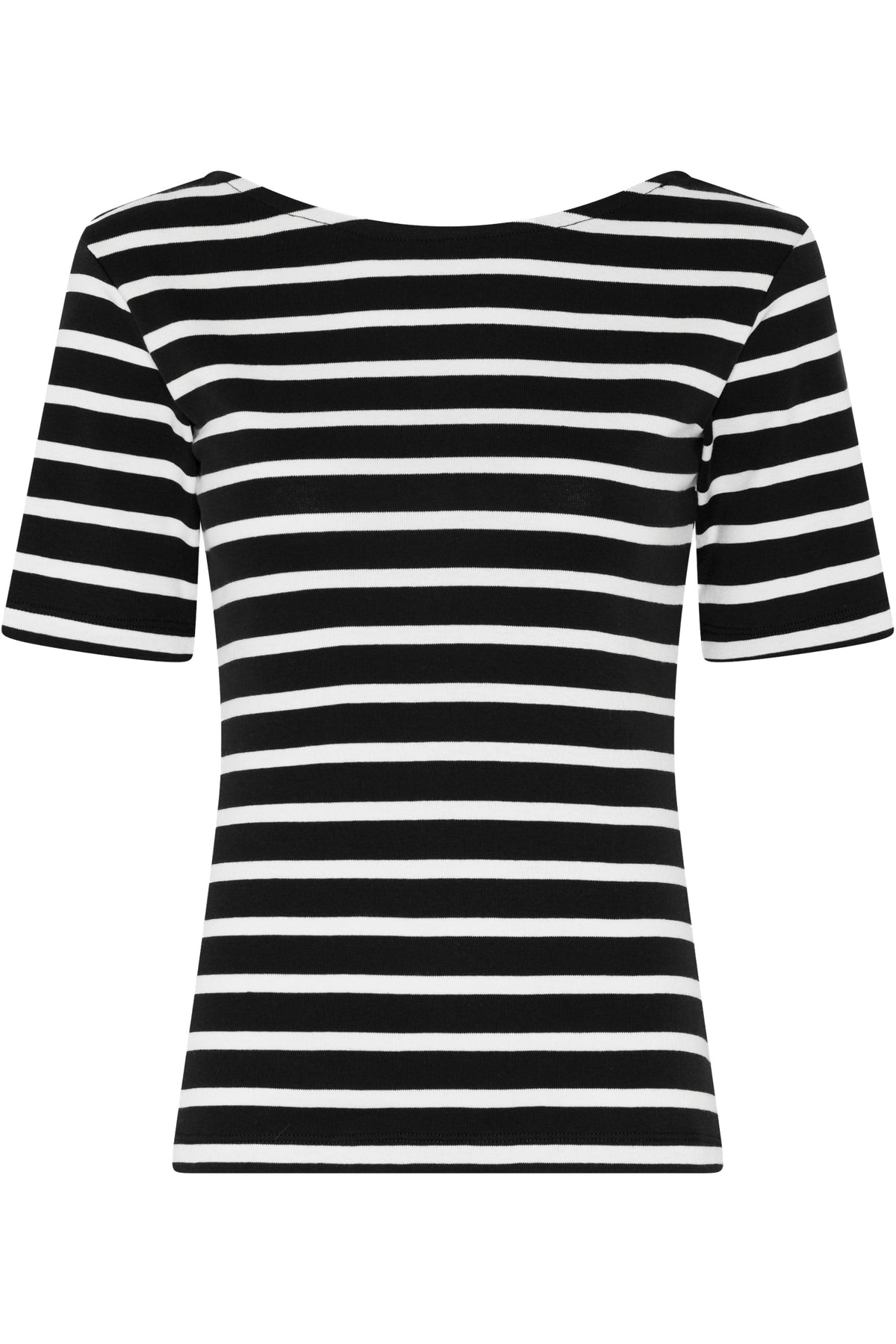 IguanuraBBBoat neck blouse Black / Creme stripe - BBW5042