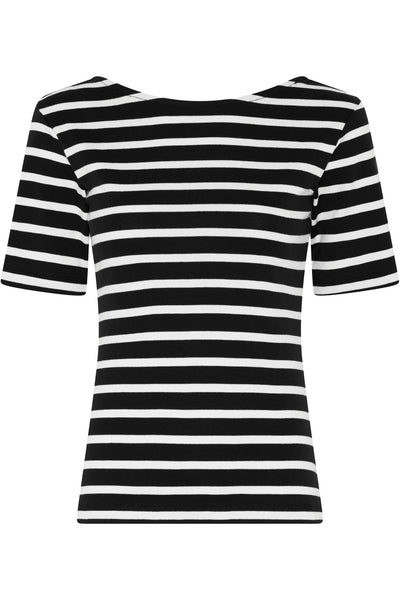 IguanuraBBBoat neck blouse Black / Creme stripe - BBW5042 Thumbnail