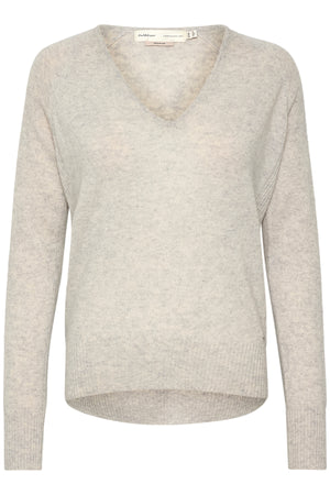 Lukka V-neck Pullover Premium New Light Grey Melange - 30104240