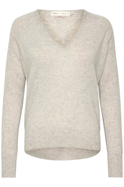 Lukka V-neck Pullover Premium New Light Grey Melange - 30104240 Thumbnail