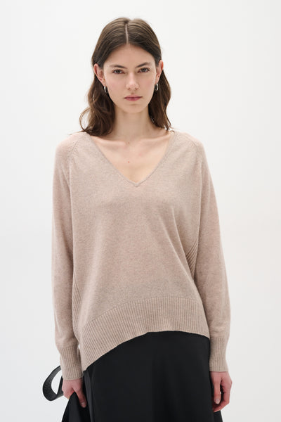 Lukka V-neck Pullover Premium BEIGE MELANGE - 30104240 Thumbnail