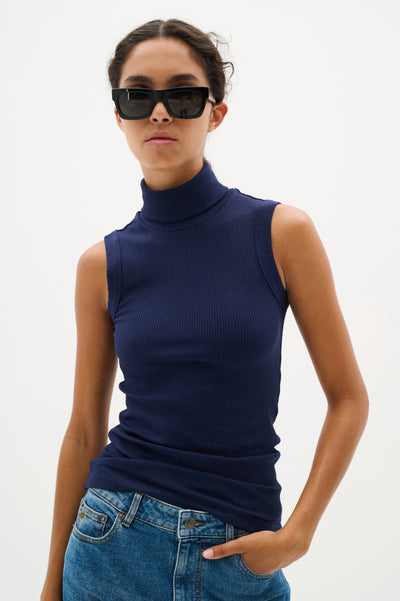 DagnaIW Rollneck Top Navy - 30106690 Thumbnail