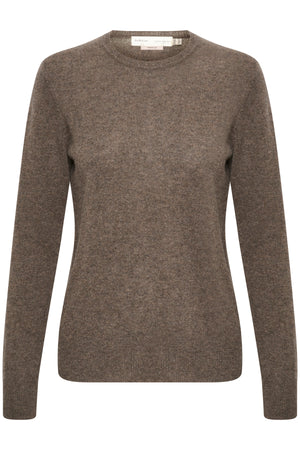 LukkaIW Crew-neck Pullover Brown Melange - 30107629
