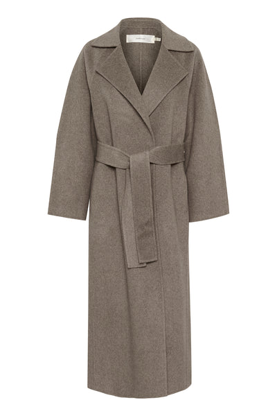 YillaIW Long Coat Sandy Grey Melange - 30110608 Thumbnail