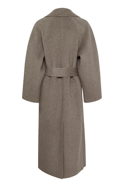 YillaIW Long Coat Sandy Grey Melange - 30110608 Thumbnail