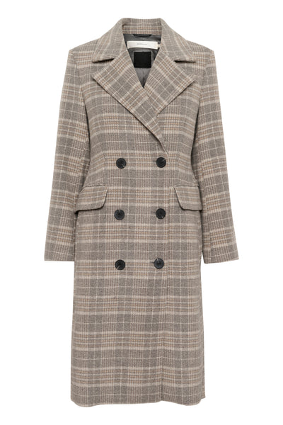 YohIW Thora Lapel Coat Neutral Check - 30110646 Thumbnail