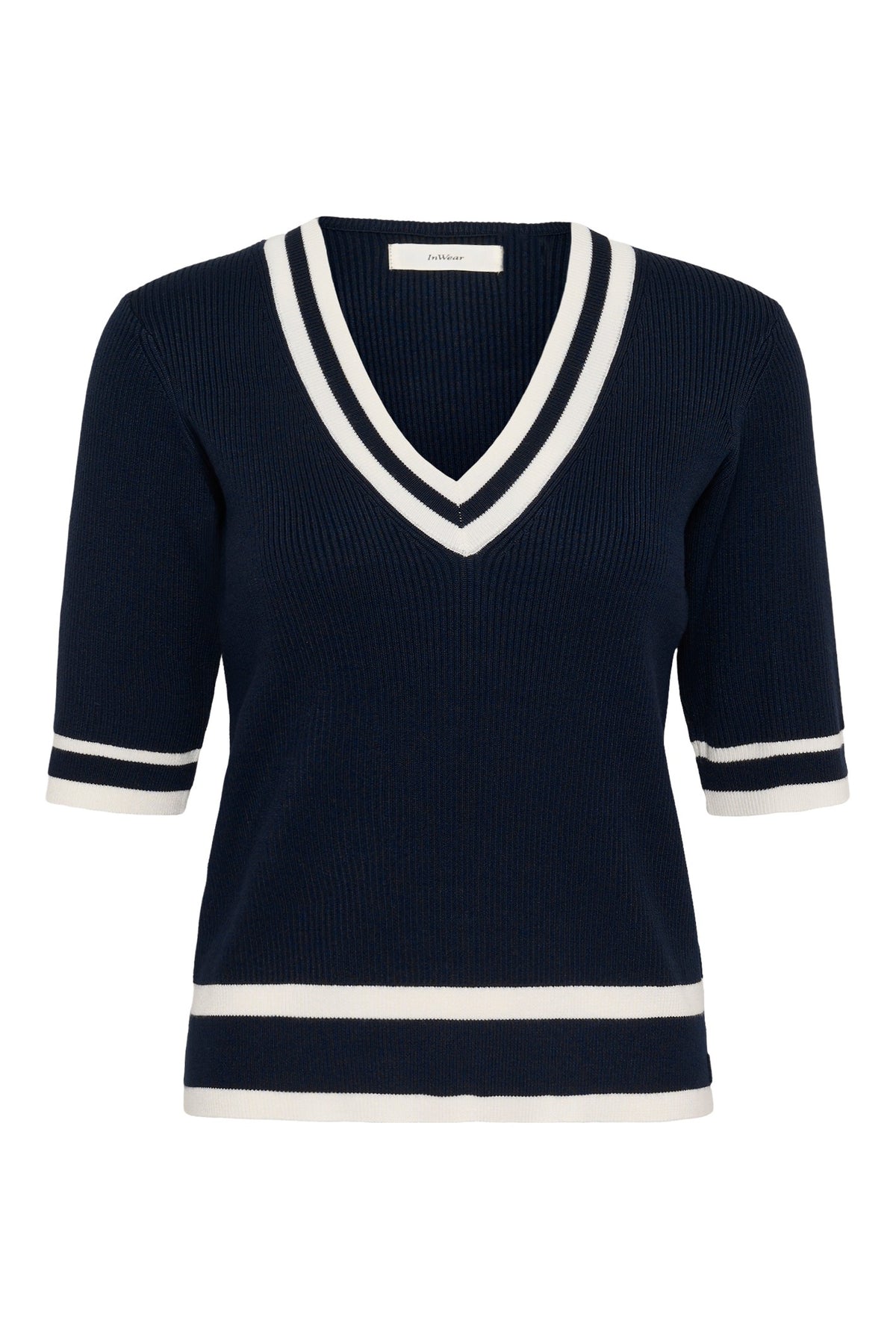 LeenahIW V-Neck Blouse Marine/Vanilla - 302665 - 30110675