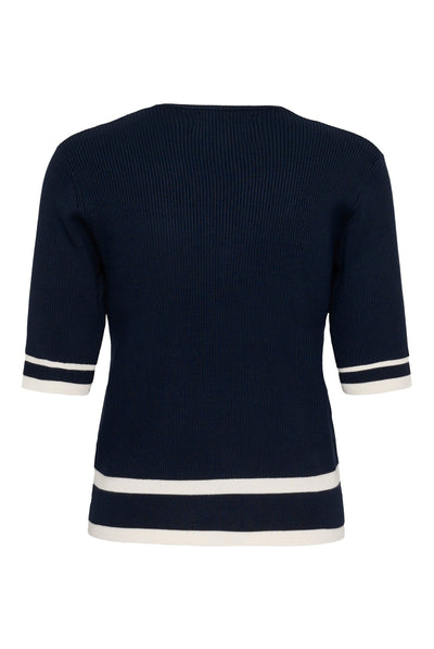 LeenahIW V-Neck Blouse Marine/Vanilla - 302665 - 30110675 Thumbnail