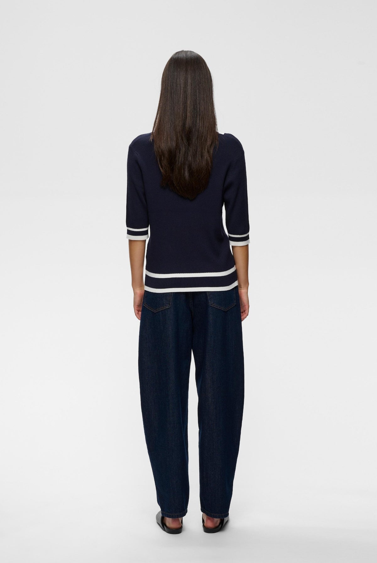 LeenahIW V-Neck Blouse Marine/Vanilla - 302665 - 30110675