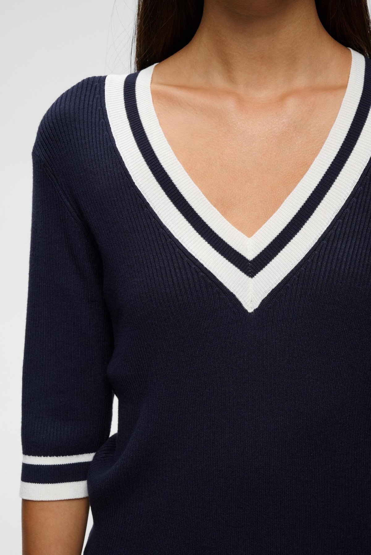 LeenahIW V-Neck Blouse Marine/Vanilla - 302665 - 30110675
