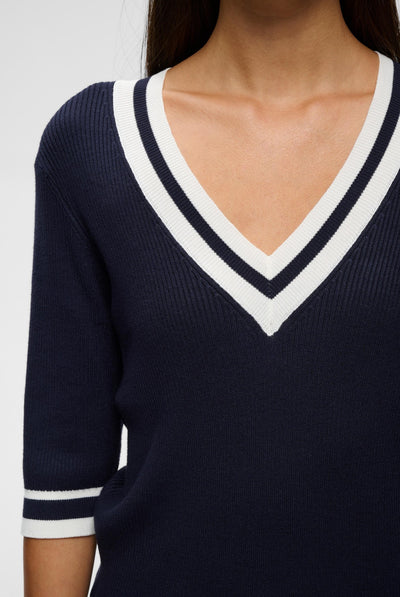 LeenahIW V-Neck Blouse Marine/Vanilla - 302665 - 30110675 Thumbnail