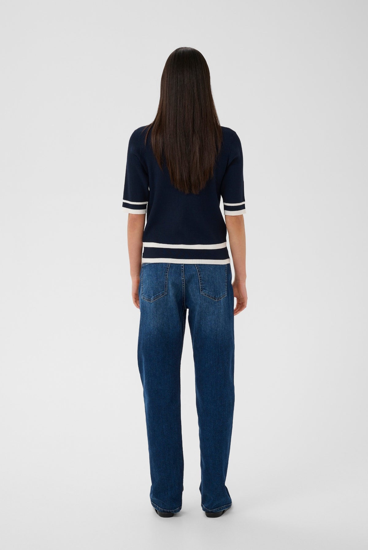 LeenahIW V-Neck Blouse Marine/Vanilla - 302665 - 30110675