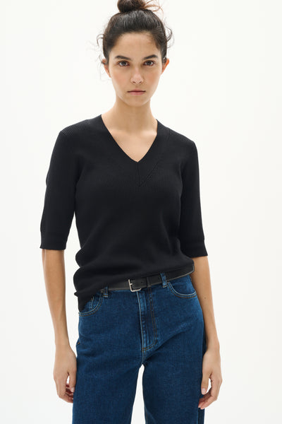 LeenahIW V-Neck Blouse Black - 30110675 Thumbnail