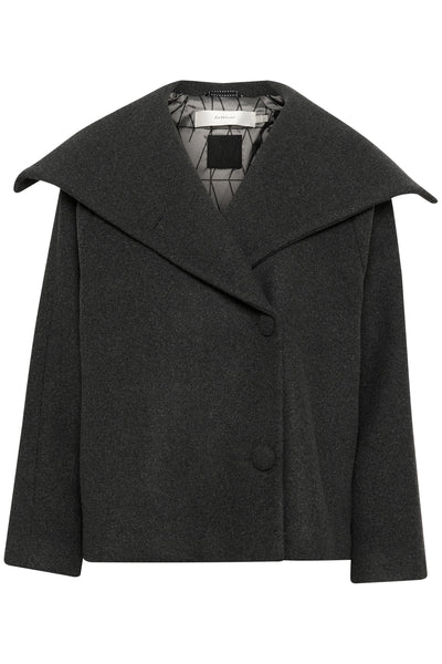 PerryIW Short Coat R Dark grey melange - 30110807 Thumbnail