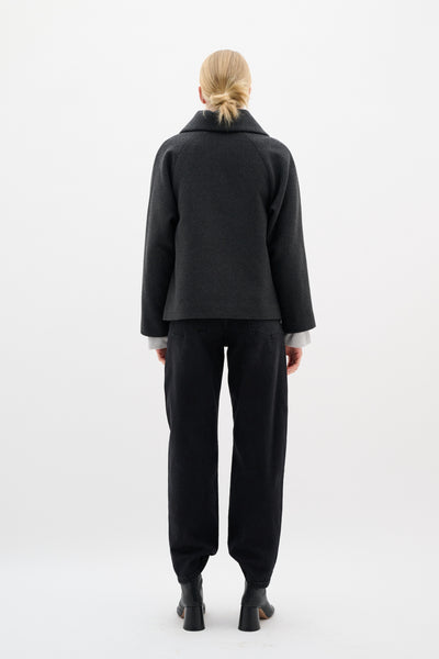 PerryIW Short Coat R Dark grey melange - 30110807 Thumbnail