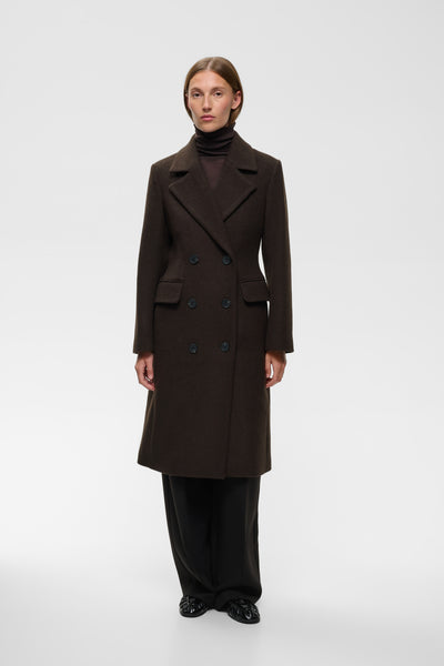ThoraIW Lapel Coat R Chocolate Brown - 191109 - 30110808 Thumbnail