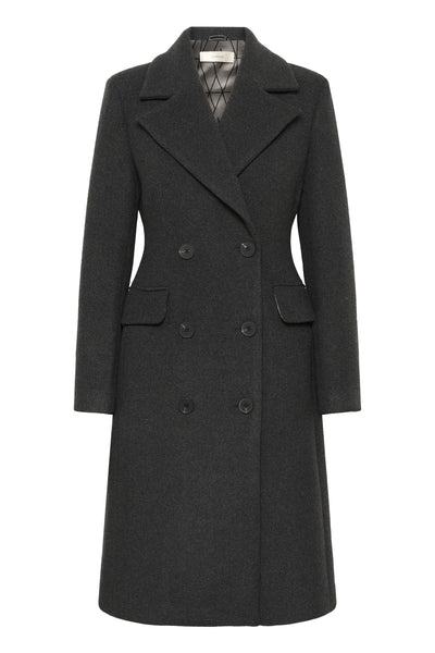 ThoraIW Lapel Coat R Dark grey melange - 30110808 Thumbnail