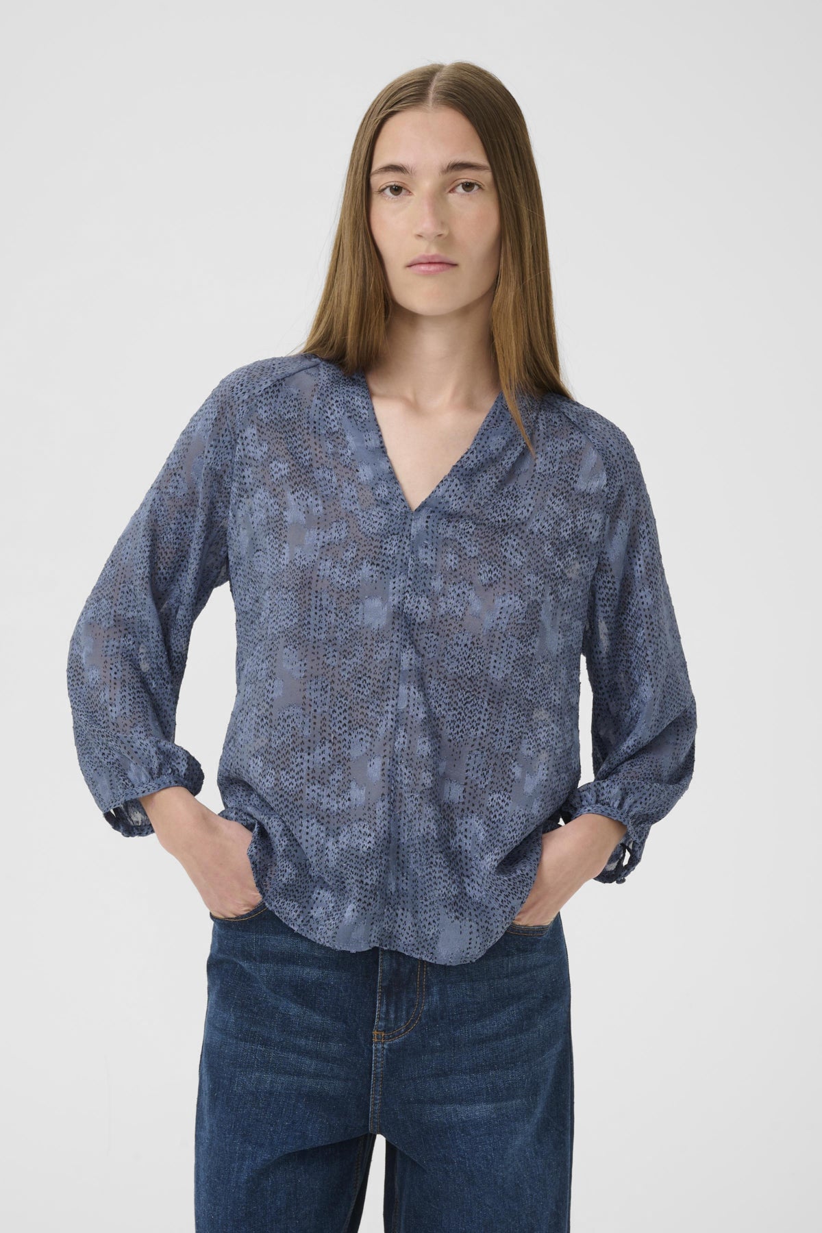 AddisonIW Blouse Dotted Surface Blue - 30110889