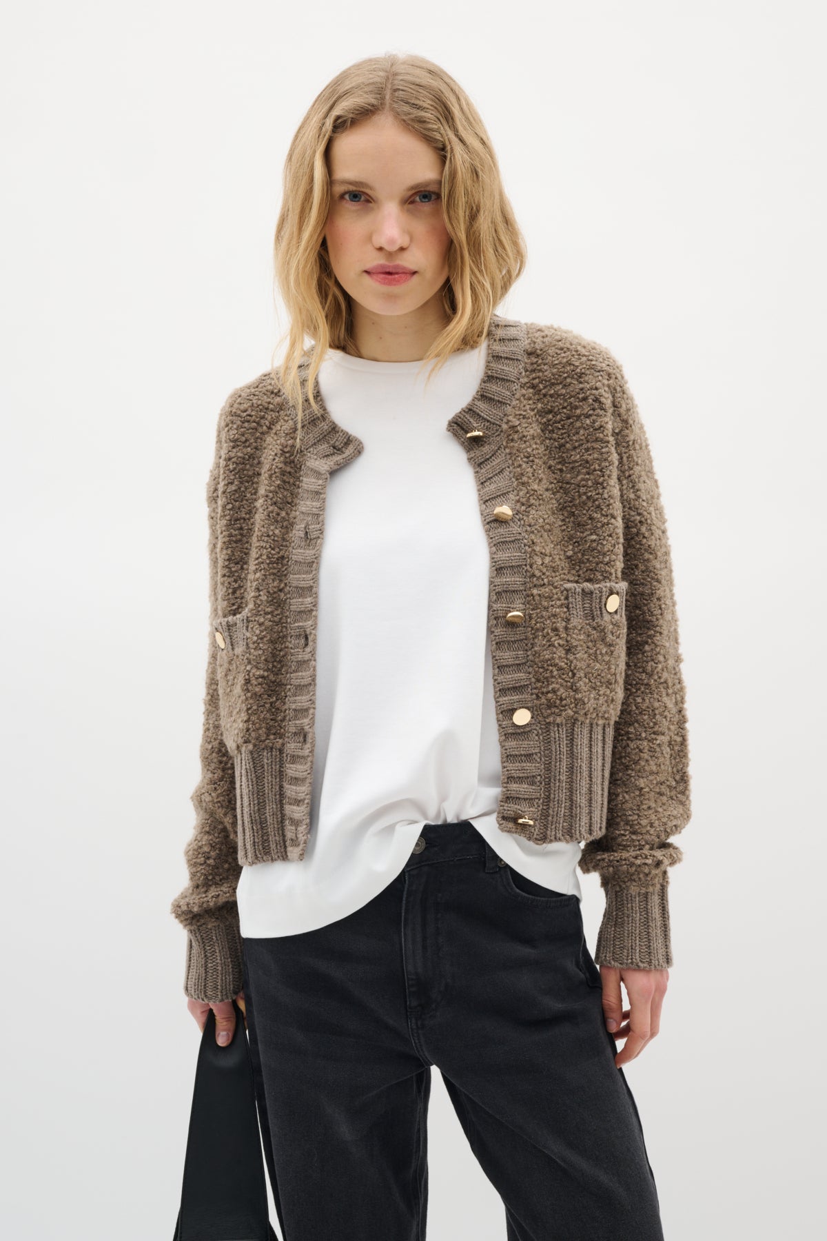 GuoIW Cardigan Sandy Grey Melange - 30110938