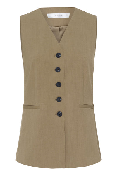 BriettaIW Waistcoat Tapenade Melange - 30110961 Thumbnail