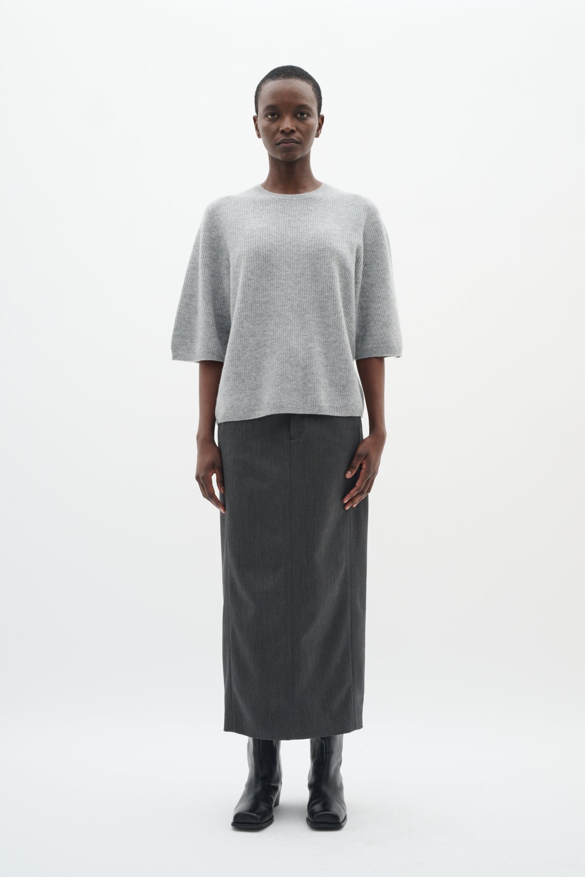 BrunildaIW Skirt Dark grey melange - 30111005