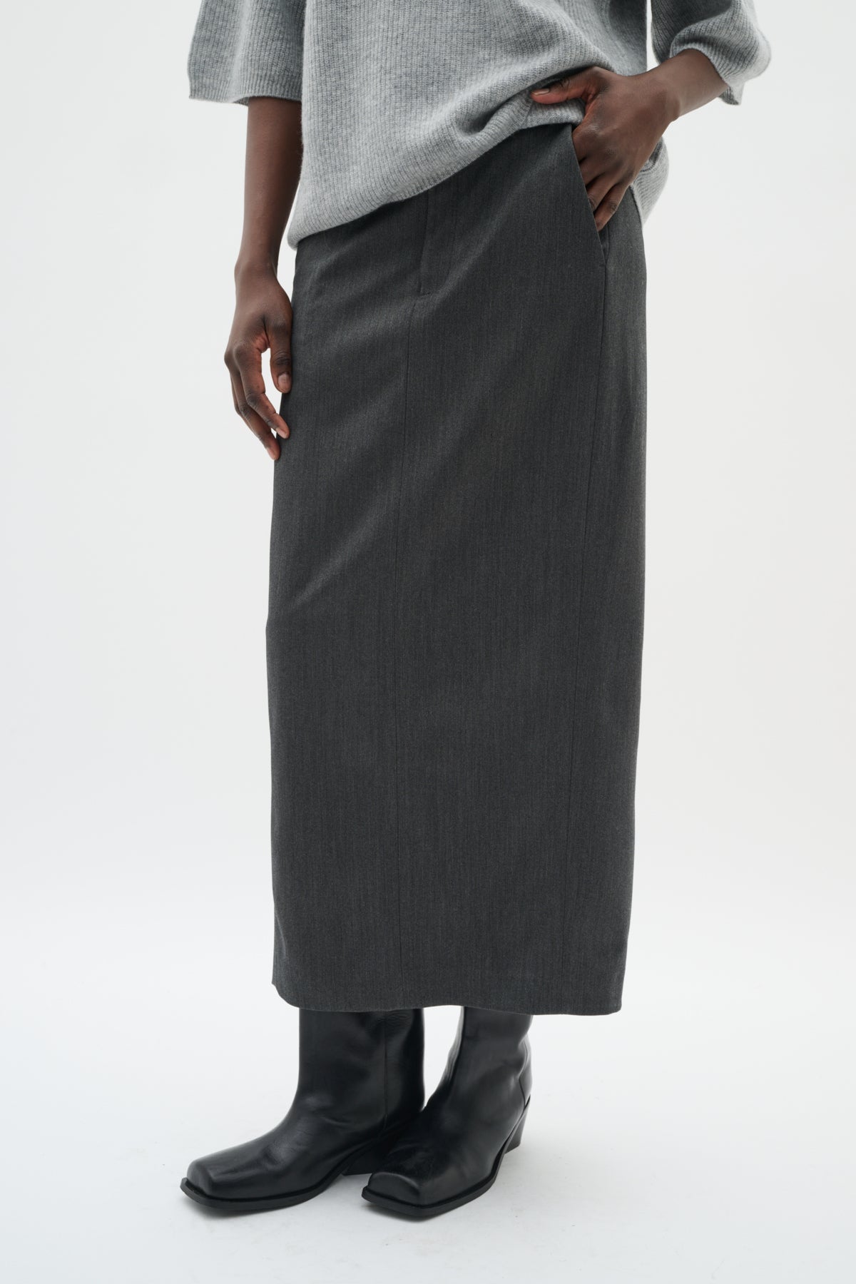 BrunildaIW Skirt Dark grey melange - 30111005