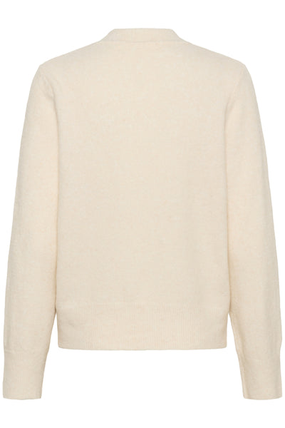 GuniIW V-Neck Whisper White Melange - 30111022 Thumbnail