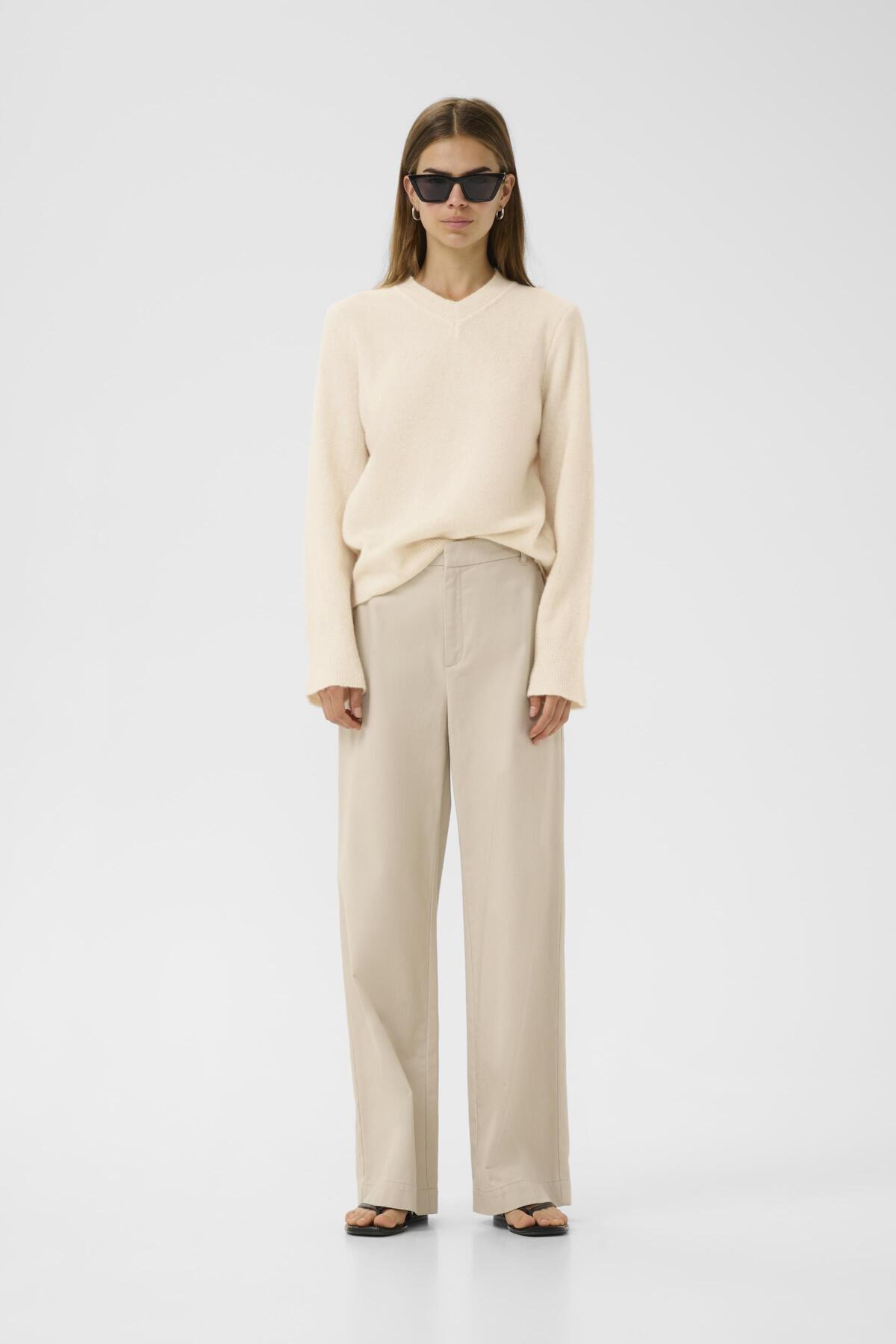 GuniIW V-Neck Whisper White Melange - 30111022