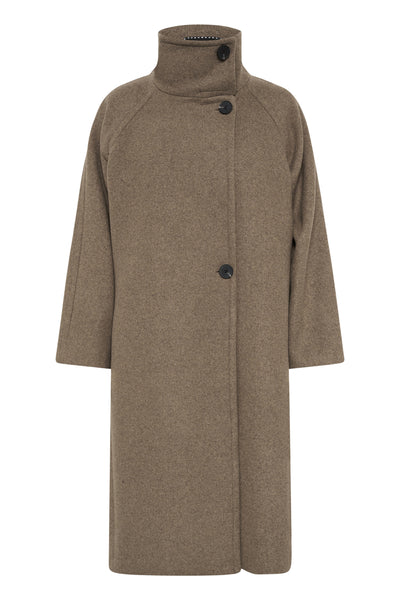 ThoraIW Collar Coat R Mocha Grey Melange - 30111083 Thumbnail