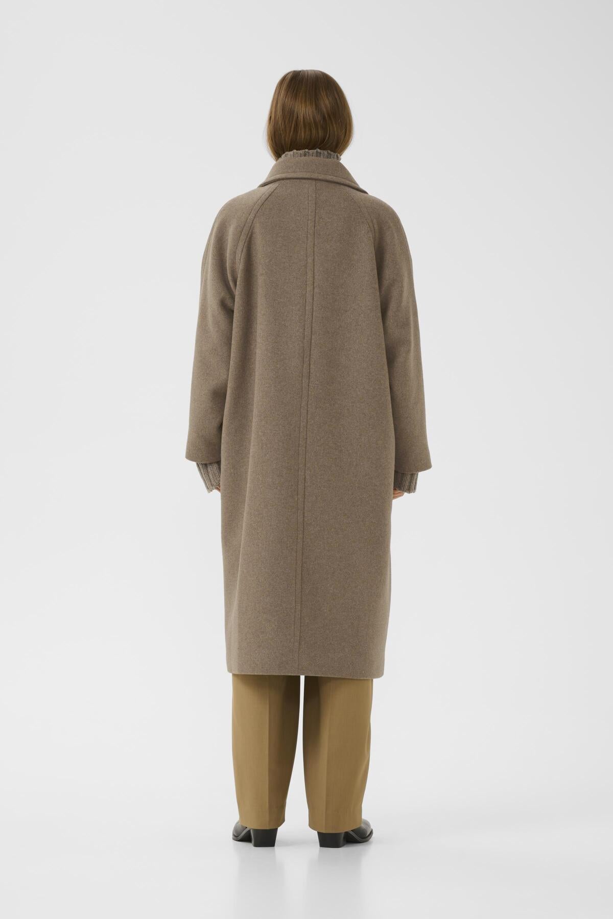 ThoraIW Collar Coat R Mocha Grey Melange - 30111083