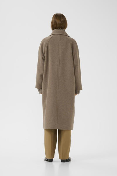 ThoraIW Collar Coat R Mocha Grey Melange - 30111083 Thumbnail