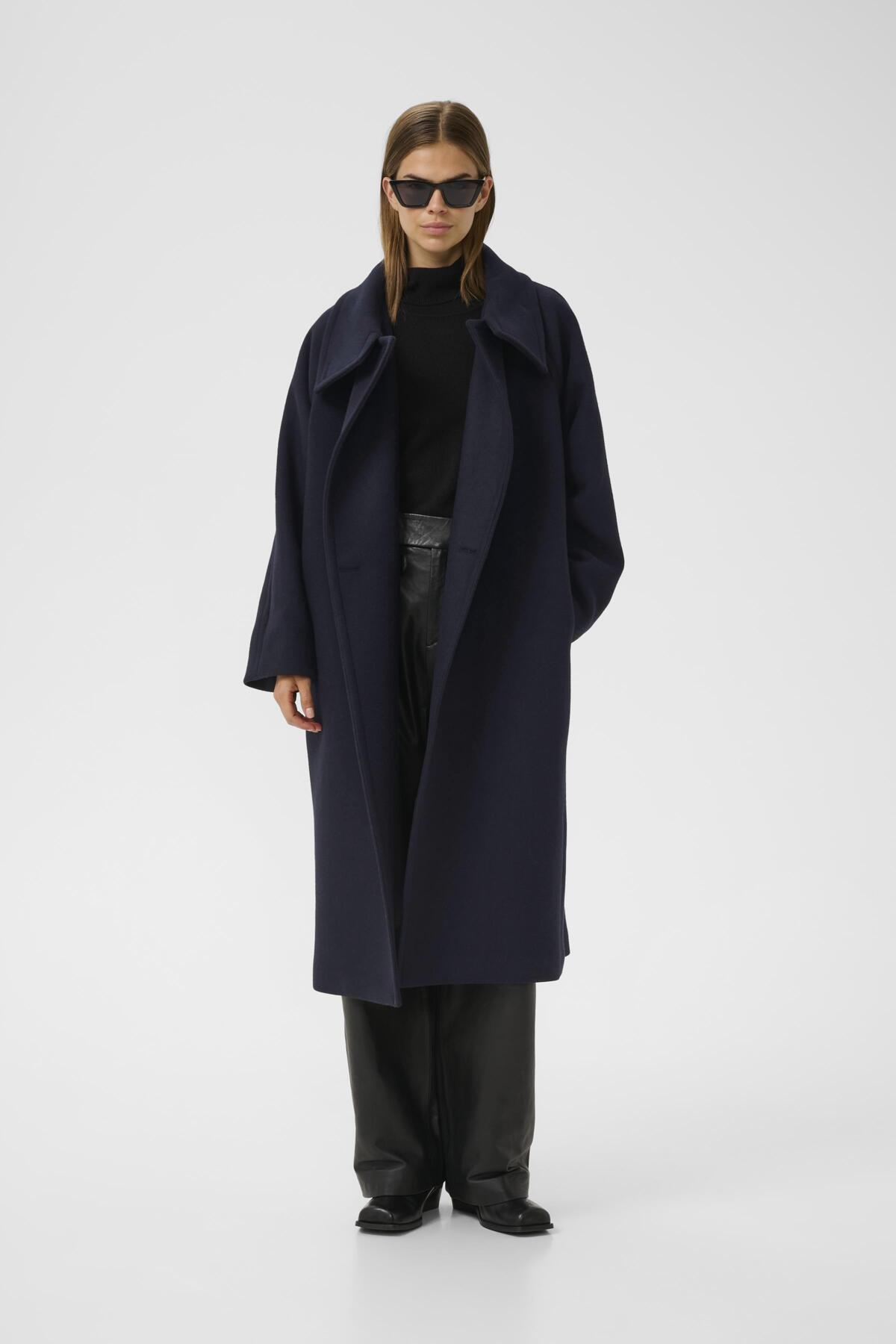 ThoraIW Collar Coat R Marine Blue - 30111083