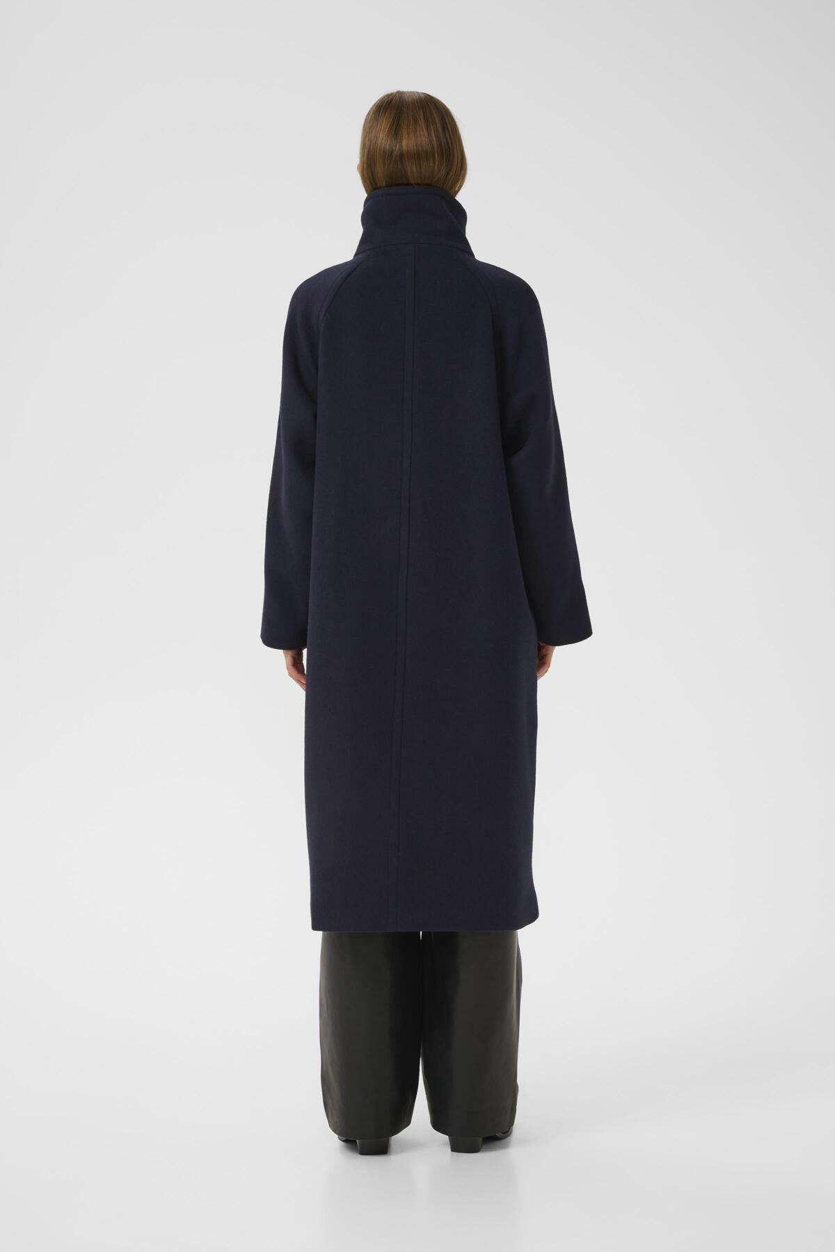 ThoraIW Collar Coat R Marine Blue - 30111083