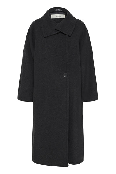 ThoraIW Collar Coat R Dark grey melange - 30111083 Thumbnail