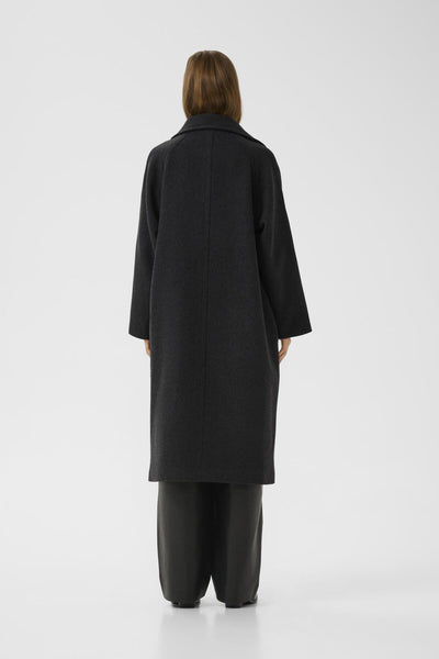 ThoraIW Collar Coat R Dark grey melange - 30111083 Thumbnail