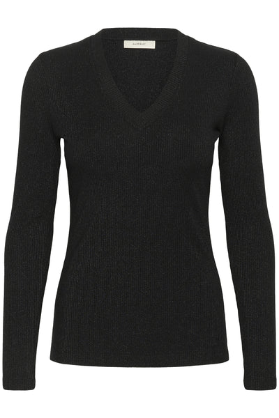 DagnaIW Lurex V-Neck LS Black Glitter - 30111094 Thumbnail