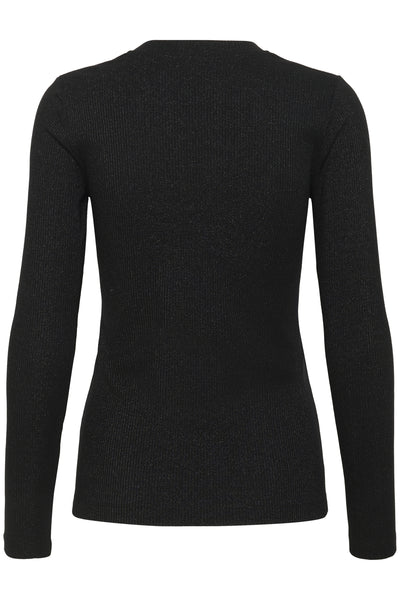 DagnaIW Lurex V-Neck LS Black Glitter - 30111094 Thumbnail