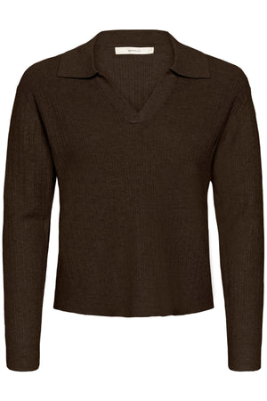YenahIW Polo Pullover Coffee Brown Melange - 30111123