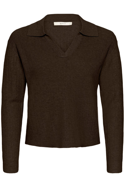 YenahIW Polo Pullover Coffee Brown Melange - 30111123 Thumbnail