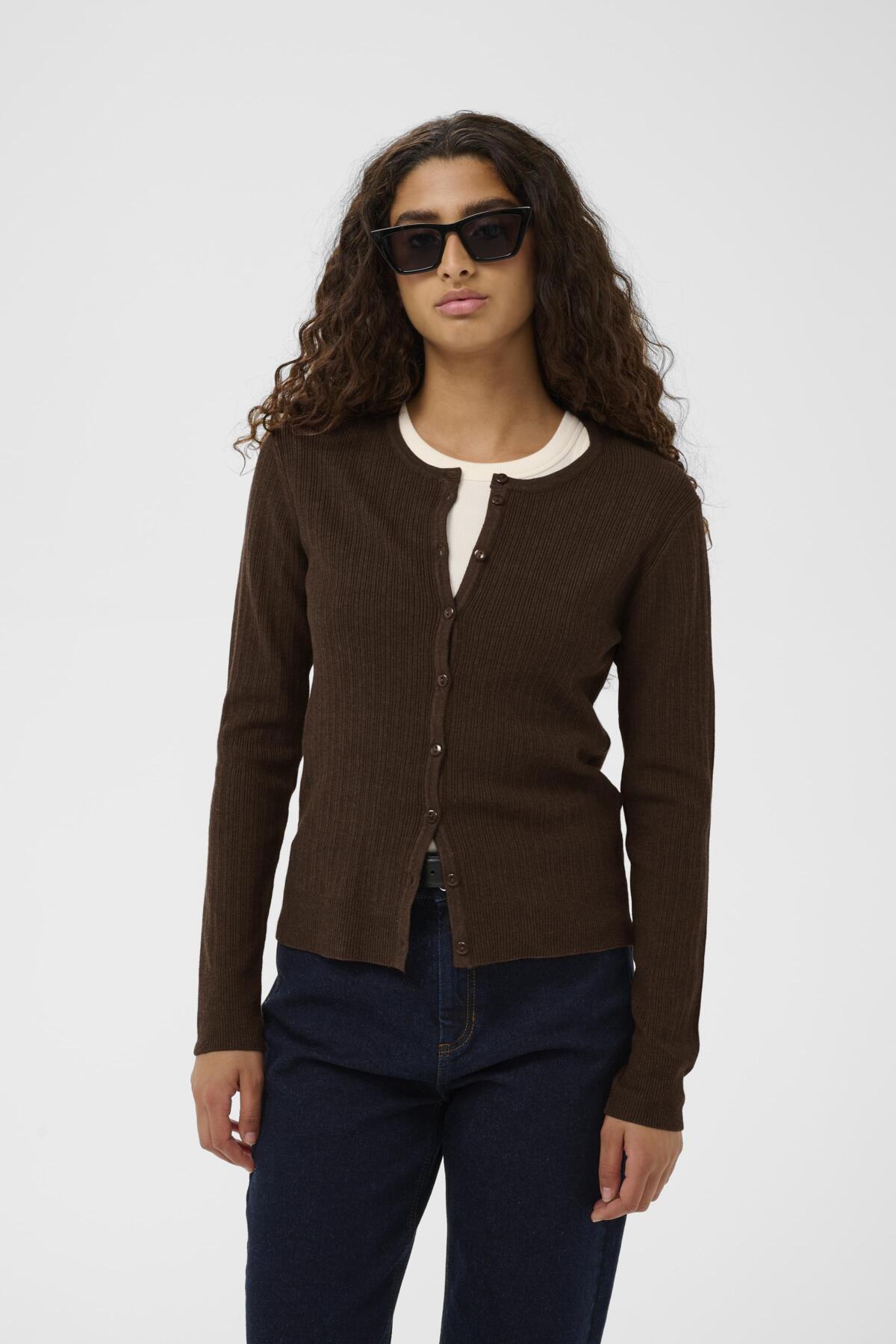 YenahIW Cardigan Coffee Brown Melange - 1914191 - 30111126