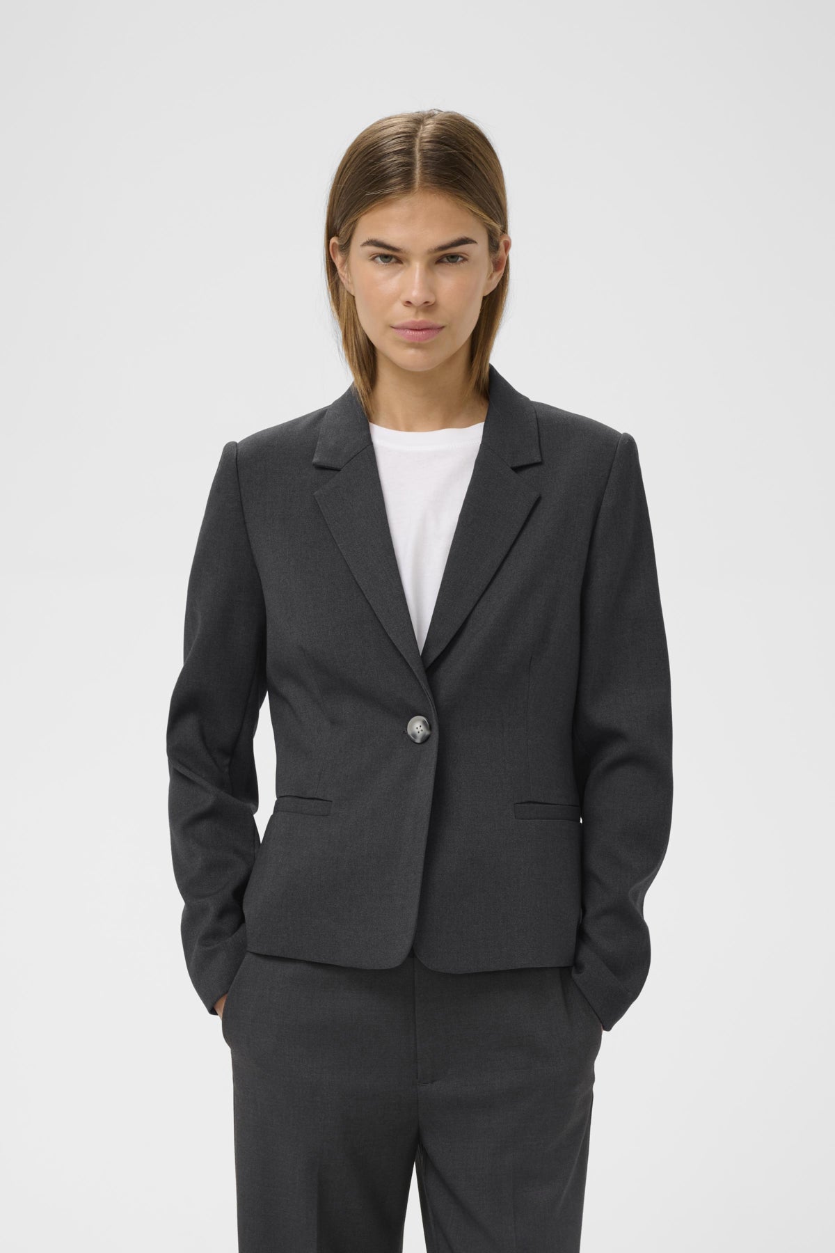 YuktaIW Ila BLazer Medium Grey Melange - 301744 - 30111236