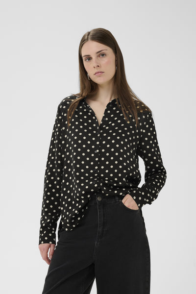 ZeemaIW Shirt Black Spaced Dots - 300177 - 30111245 Thumbnail