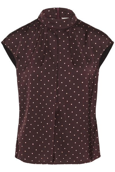 ZaniaIW Blouse Brown Bordeaux Small Dot - 305 - 30111246 Thumbnail