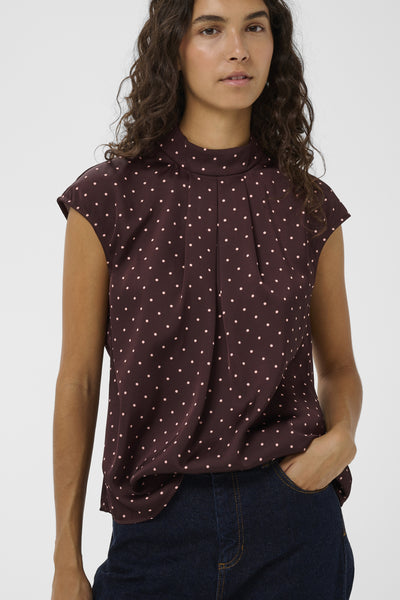 ZaniaIW Blouse Brown Bordeaux Small Dot - 305 - 30111246 Thumbnail