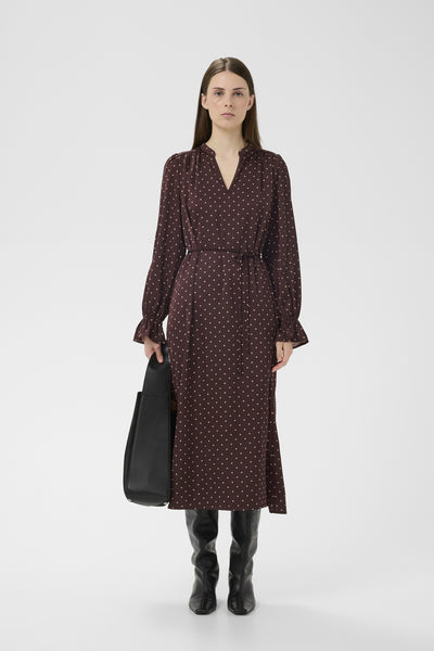 ZaniaIW Dress Brown Bordeaux Small Dot - 305 - 30111248 Thumbnail